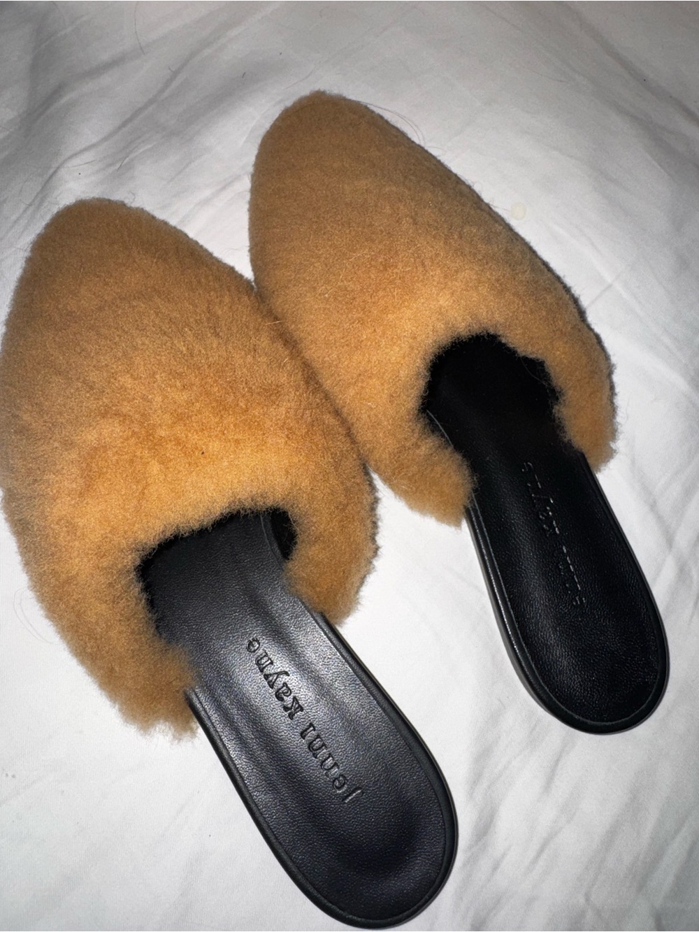 Jenni Kayne Camel Faux Shearling Slip-On Mules 6.5 Never Worn - No Box - Picture 3 of 4